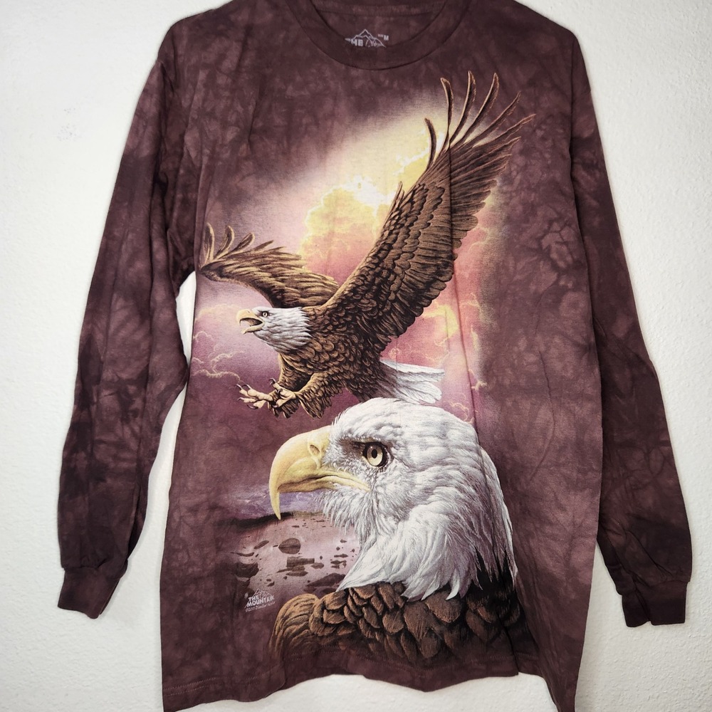 The Mountain Acid Wash Bald Eagle Long Sleeve top Size Medium - Picture 2 of 9